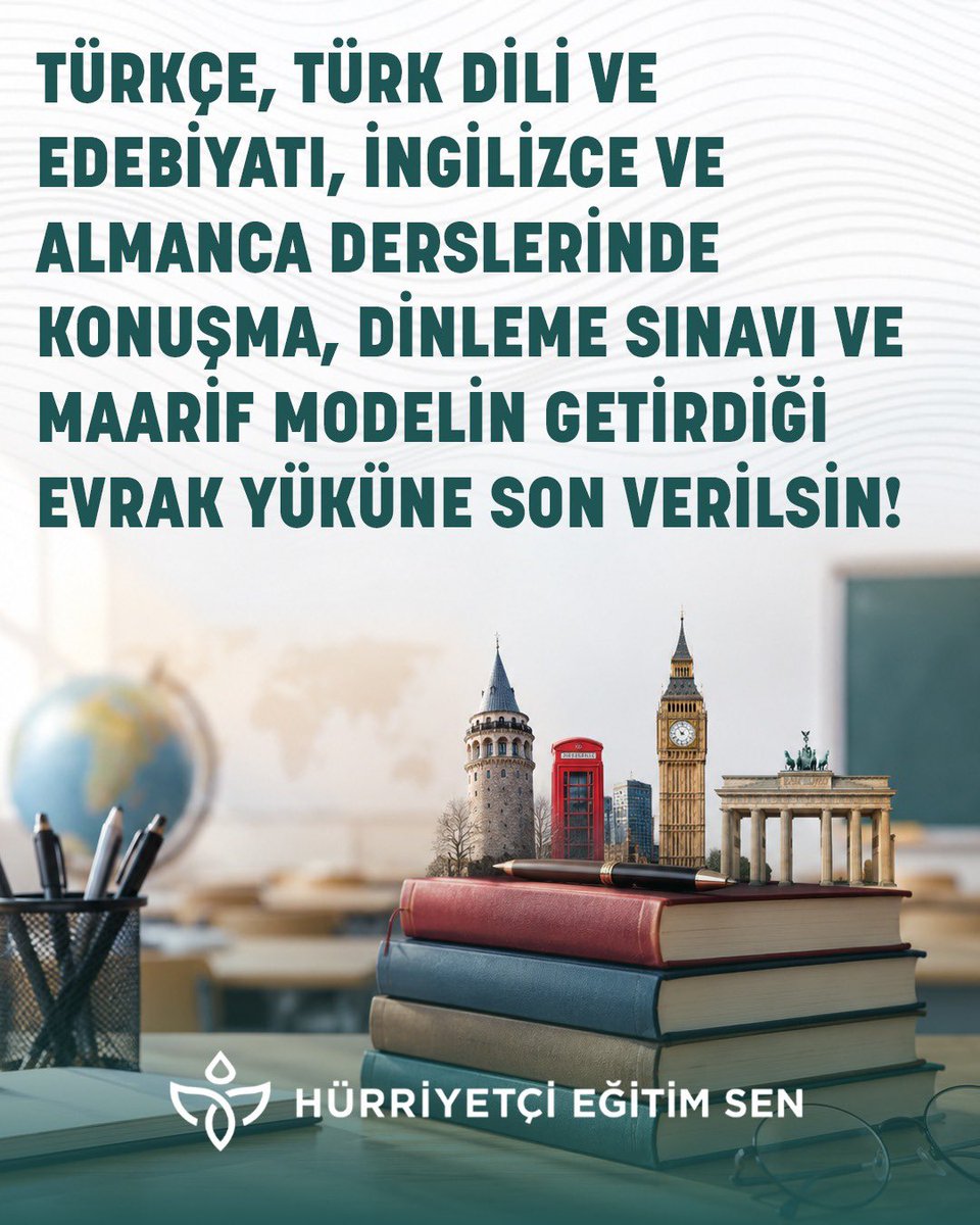 leventkuruoglu's tweet photo. Yılda öğrenci başına 12 sınav, 24 ayrı değerlendirme, bir sınıf için yılda 720 kâğıt... Dil öğretmenleri derse mi yetişecek, sınav takvimine mi?
Konuşma ve dinleme uygulama sınavları ders akışını aksatıyor, öğretmen üzerinde ciddi bir yıpranma yaratıyor. Çözüm net: Belirli tarihlere sıkıştırılan sınavlar kaldırılmalı, süreç odaklı performans notuna dönüştürülmeli.