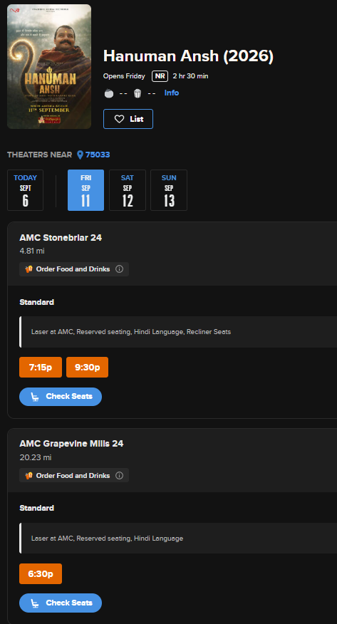 PrathyangiraUS's tweet photo. #HanumanAnsh - Bookings Open Now at

AMC Empire NY
AMC Stonebriar Frisco TX
AMC Concord Mills NC

North America Release on Sept 11 by @PrathyangiraUS https://t.co/KhclXKnSTa