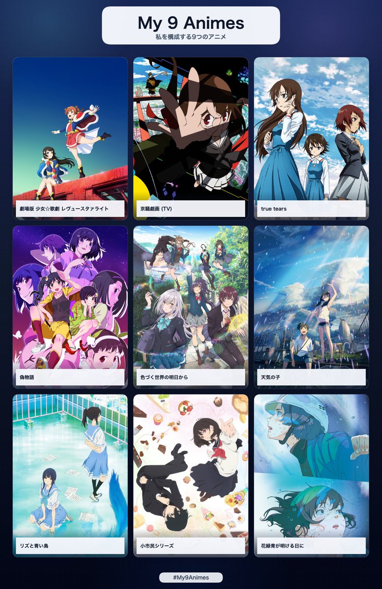 SuperStarSpecta's tweet photo. 私を構成する9つのアニメ #My9Animes #私を構成する9つのアニメ https://t.co/1TKvTnznTD 

これやね https://t.co/ol3RgZ1IrS