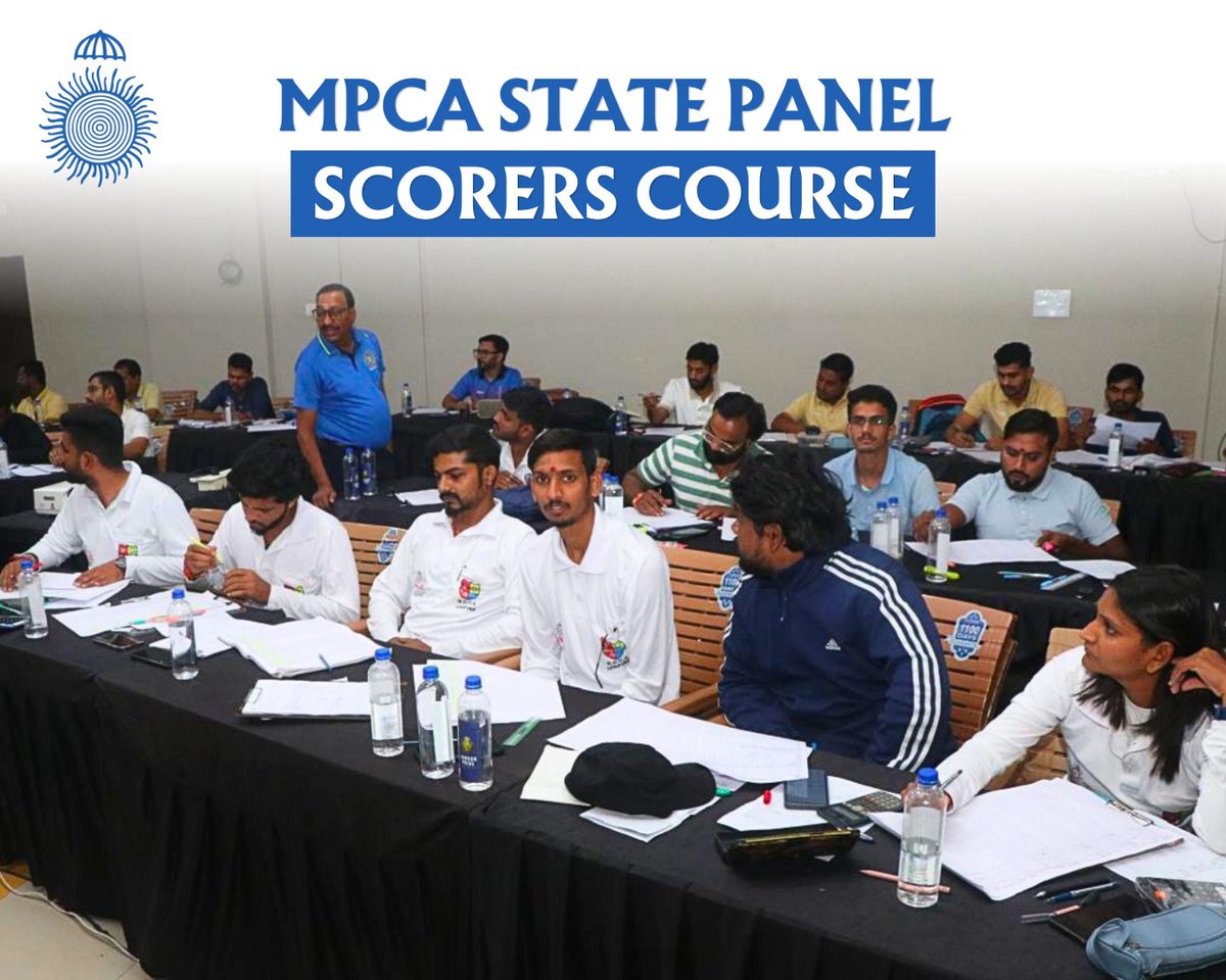 MPCAtweets's tweet photo. Scoring is more than numbers — it’s the art of reproducing a live game, moment by moment, on paper. 🏏📝
MPCA successfully conducted the Course &amp; Exam for the State Panel of Scorers on September 5 &amp; 6, focused on precision, learning and sharpening scoring skills. 🎯📊
 MP Cricket https://t.co/jPKn1CbKlH