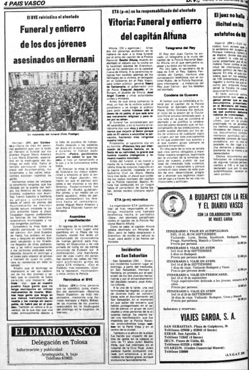 MemorialVT's tweet photo. 07/09/1980. Hernani. Se cumplen 45 años del asesinato por pistoleros del Batallón Vasco Español (BVE) del simpatizante de Herri Batasuna y militante del sindicato abertzale @LABsindikatua MIGUEL MARÍA ARBELAIZ ETXEBARRIA. Le dispararon cuando regresaba a su domicilio. https://t.co/L104SkTdy2