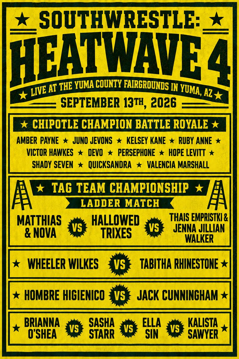 SouthwrestleFed's tweet photo. Card for Heatwave 4 https://t.co/8vcWNugxia