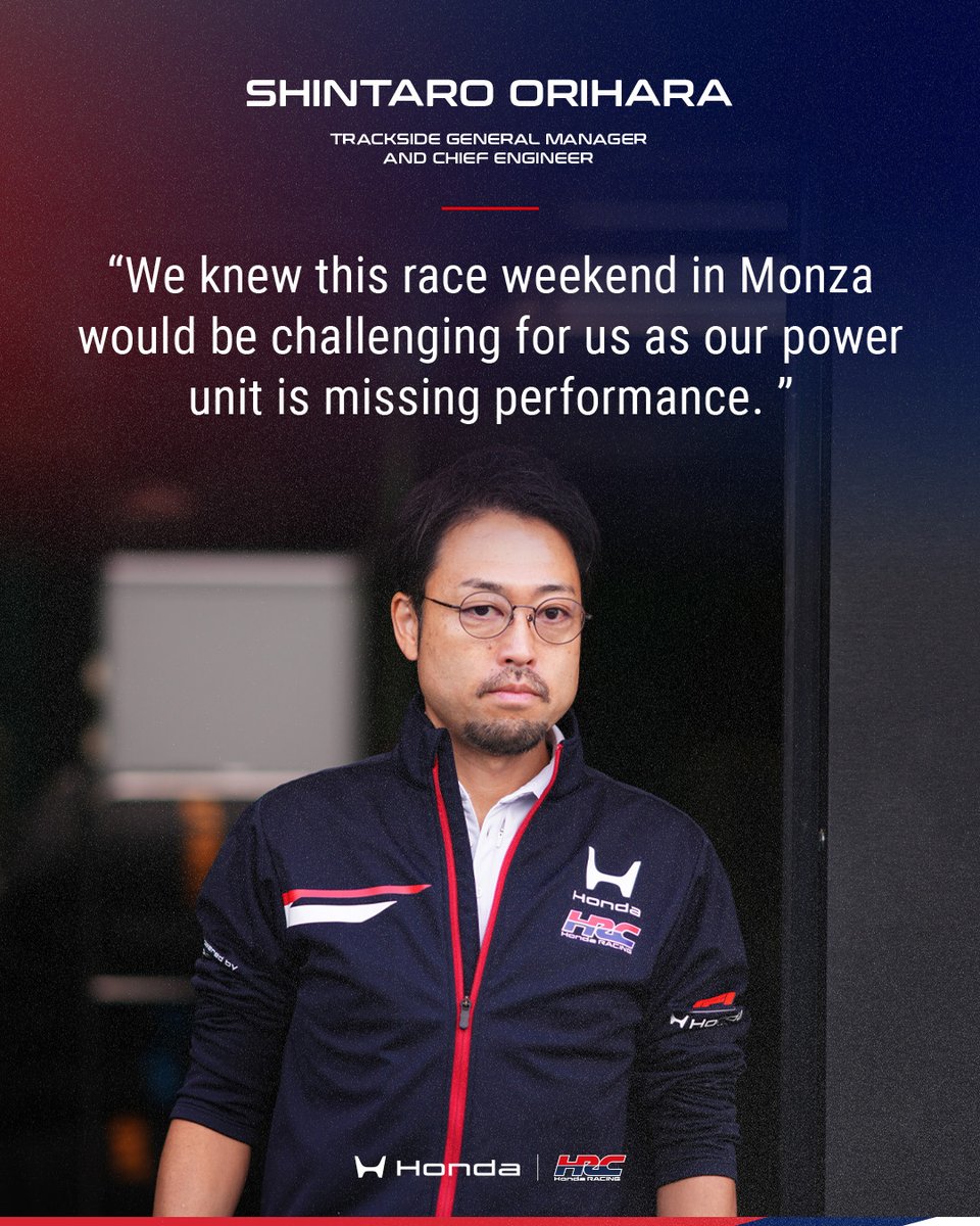 HondaRacingF1's tweet photo. Shintaro Orihara, Trackside General Manager and Chief Engineer reflects on Sunday of the Italian Grand Prix:

“We knew this race weekend in Monza would be challenging for us as our power unit is missing performance...

#ItalianGP #F1 https://t.co/uyhOsmWU53