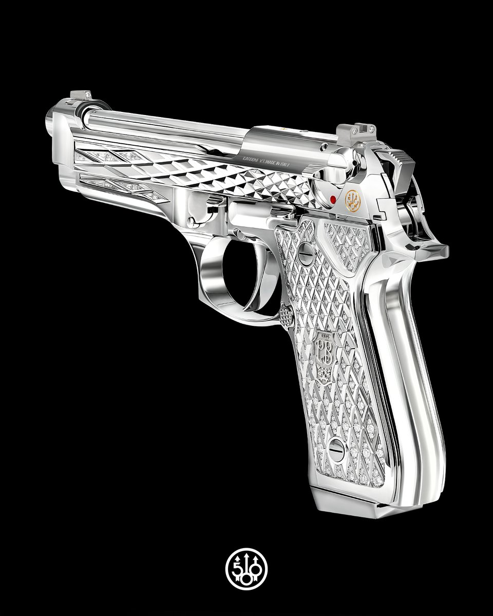 Beretta_1526's tweet photo. A tribute to extreme luxury, preserving the elegance and modern design that made Italy and the Beretta 92 cultural icons. The sculpted lines of the 92FS Diamond draw inspiration from the geometry of the diamond – sharp edges, faceted surfaces, and volumes shaped to capture and reflect light https://t.co/L21LT7ITkN #Beretta500 #LegacyForgesTomorrow