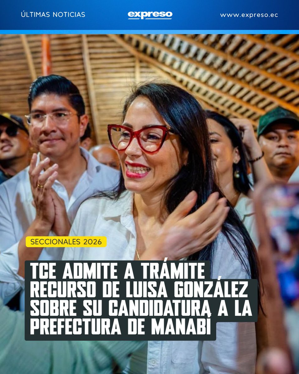Expresoec's tweet photo. El Tribunal Contencioso Electoral (TCE) admitió a trámite el recurso subjetivo contencioso electoral presentado por Luisa González en contra de la resolución que negó su postulación a la Prefectura de Manabí por el movimiento Pachakutik. 

Los detalles 👇
https://t.co/5ZVUdcodet https://t.co/o8ww1TNcJu