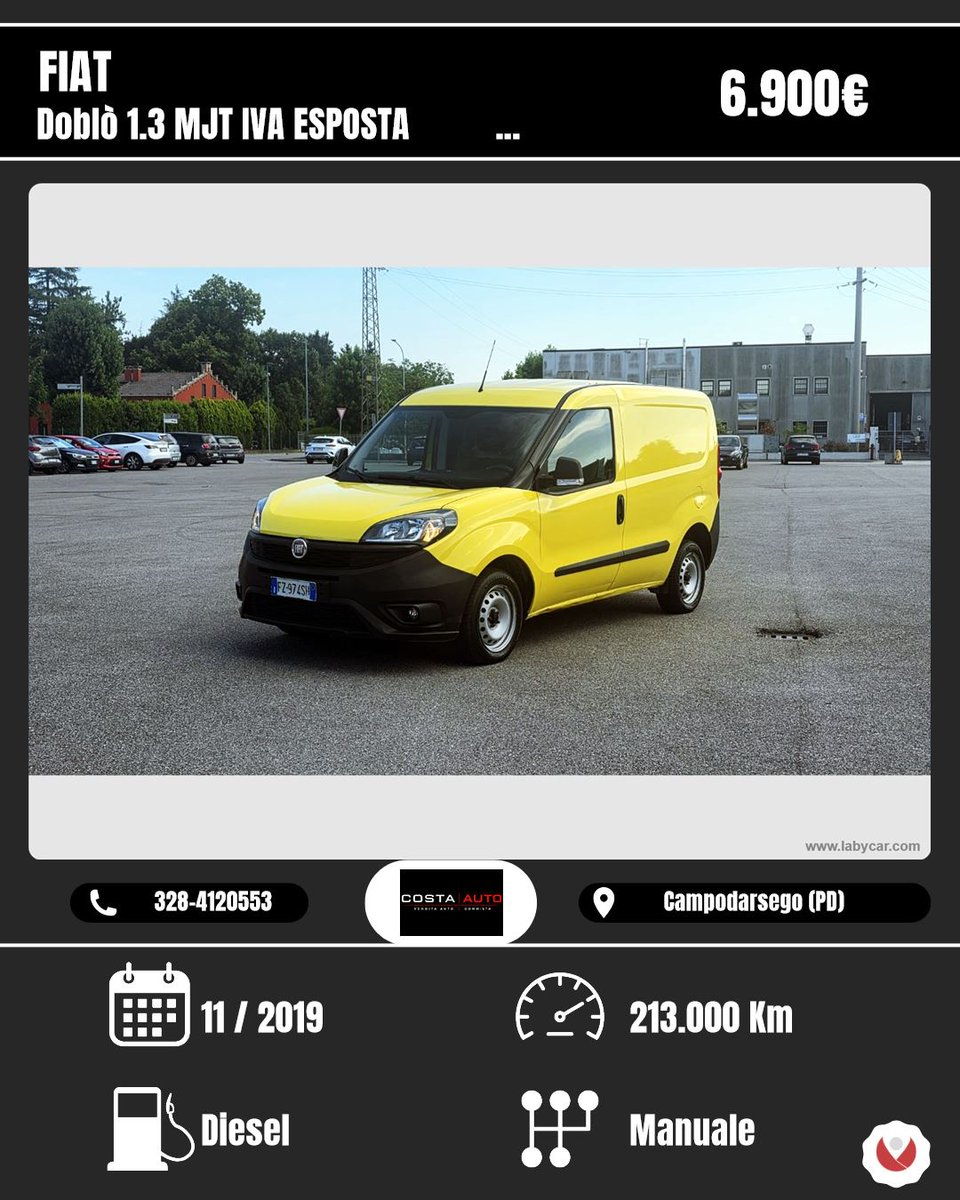 HazelBouldin's tweet photo. FIAT Doblò 1. 3 MJT, VAT included 
Costa Auto 
€6, 900 
11/2019 
Manual 
3 doors 
2 seats 
Diesel 
1, 248 cm³ 
70 kW (95 HP) 
Campodarsego (PD) https://t.co/blcVIUMbHW