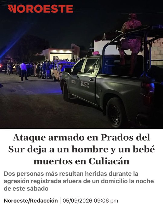 juanburgos's tweet photo. Un niño de un año, de UN AÑO, fue la víctima de un ataque armado en Culiacán. 

Lo alcanzaron las balas y murió en el hospital junto su agresor. Bajo este criterio, su muerte no será clasificada como homicidio y será reclasificada ayudando a presumir una disminución de homicidios en la mañanera. 

Mientras tanto la gente en Culiacán, abandonada por el gobierno y paralizada por el miedo, sigue esperando que la situación se resuelva por arte de magia o como un acto de fe.

La geografía social en Culiacán cambió para mal. En dos años se han perdido vidas, pero también negocios, empleos y espacios para convivir. Se vive en el encierro y aún así no se puede garantizar la seguridad de nadie. Se perdió un Culiacán que jamás volveremos a ver y que hoy se ve más lejano que nunca.

El lamentable asesinato de un niño de un año y otros muchos niños durante estos dos años no han sido suficientes ni para recibir la atención debida del gobierno ni para despertar a la sociedad que sigue expectante y paralizada porque al parecer aún no tocamos fondo.