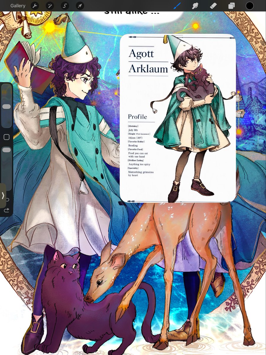 YevaTkach's tweet photo. New fanart for #wha #WitchHatAtelier 
#Coco as a fawn and #Agott as a black cat 🦌🐈‍⬛ https://t.co/WJ0NIWgGHg