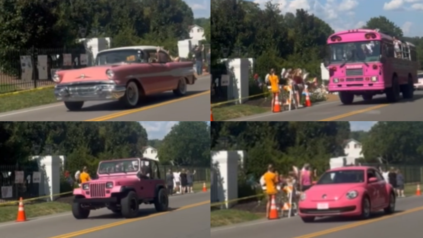 FOXNashville's tweet photo. Dolly fans drove pink cars past her Brentwood home last week in a heartfelt tribute to the Tennessee icon. 💗

See the full gallery: https://t.co/xXQXjedH5f

#DollyParton #BrentwoodTN #Nashville #Tennessee #RememberingDolly https://t.co/7ZfZysJ0VZ