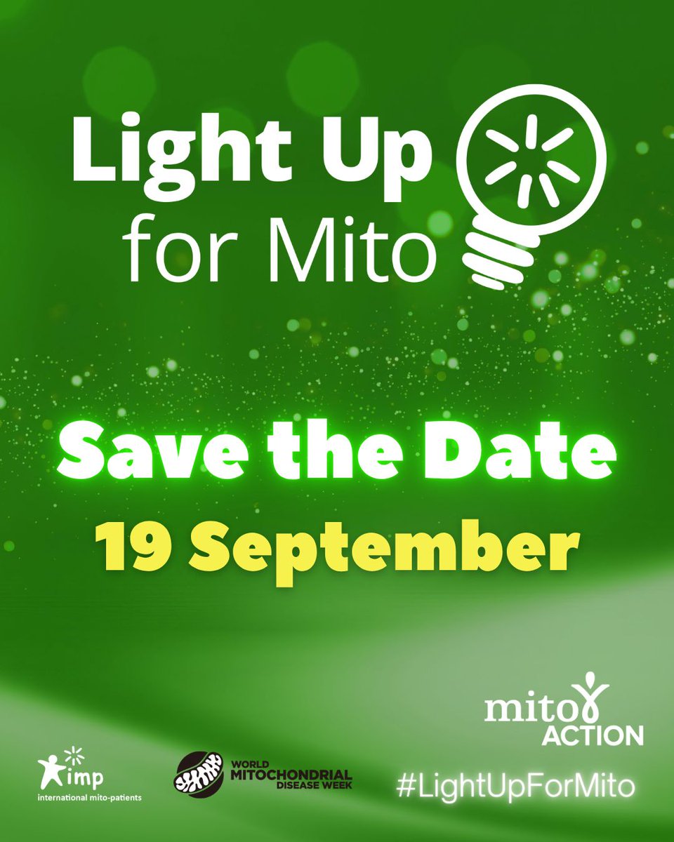 MitoAction's tweet photo. 💚 Get ready to light up for mito!

On September 19, we’re lighting homes, porches, buildings, and landmarks GREEN to raise awareness for mitochondrial disease. 🌎💡

Get your green lights ready and join the mito community as we continue to put mito on the map!

#LightUpForMito https://t.co/PaabyiE9JI