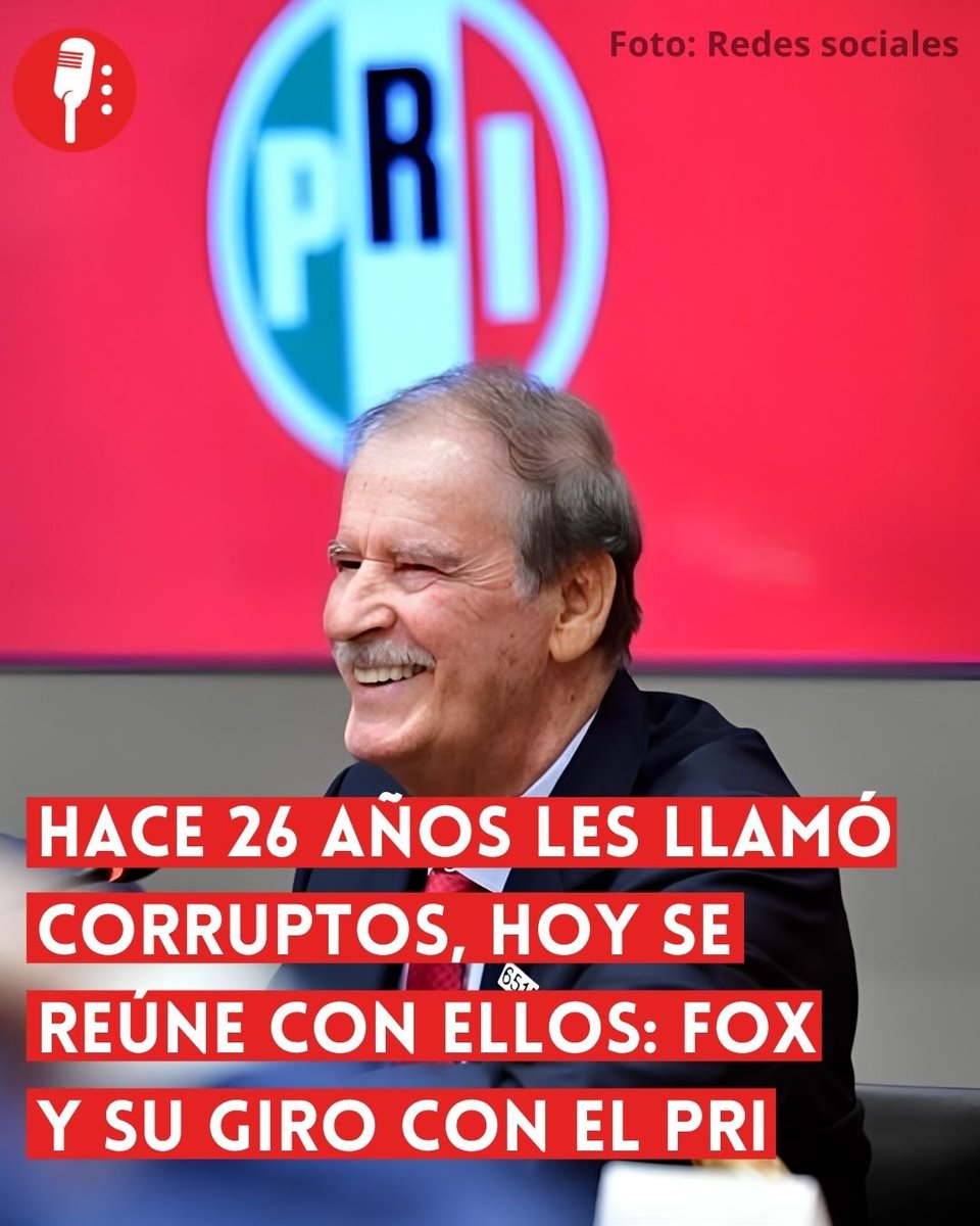 ReporterosMX_'s tweet photo. ⭕ OJO | HACE 26 AÑOS LES LLAMÓ CORRUPTOS, HOY SE REÚNE CON ELLOS: FOX Y SU GIRO CON EL PRI

Hace 26 años, Vicente Fox utilizaba al PRI como uno de los principales blancos de su discurso electoral. Durante la campaña presidencial de 2000, el entonces candidato panista aseguró que a los priistas “lo mañoso, lo malos para gobernar y lo corruptos no se les va a quitar nunca”, en referencia al abanderado tricolor Francisco Labastida. https://t.co/704lEMlu0Y
