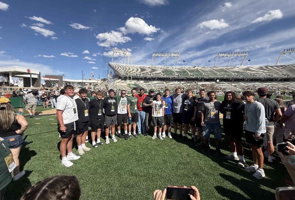 SamuelBrownfb's tweet photo. What an incredible game at the border war. So grateful for the game day invite!! 
@CoachBetti @CCNextLevelFB 
@SixZeroAcademy @ProspexMedia 
@CoachJimMoraFB @Coach_CPace 
@CSUFootball #dungeonfamily https://t.co/pFl2F2oElN