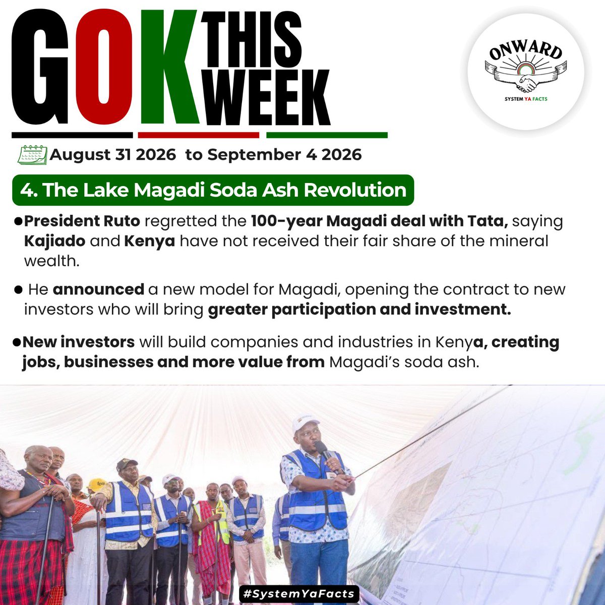 kiambumedia's tweet photo. These are some of the Government Milestones this week from 31st August 2026 to 4th September 2026
#Rutonomics
#Rutodelivers
#SystemYaFacts 
President @WilliamsRuto Delivers https://t.co/cTJNuSbu0f