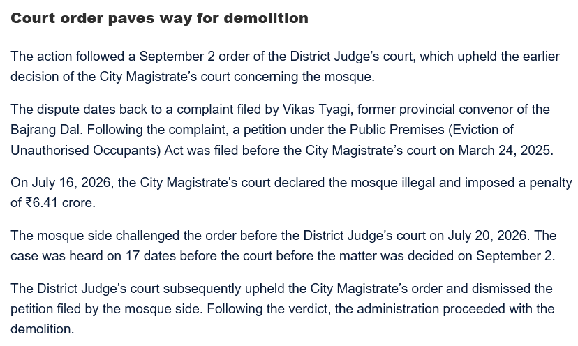 sreemoytalukdar's tweet photo. Saharanpur mosque demolished after court rules it ‘illegally’ built on govt land: Hindustan Times report https://t.co/4VUzUDqPkY