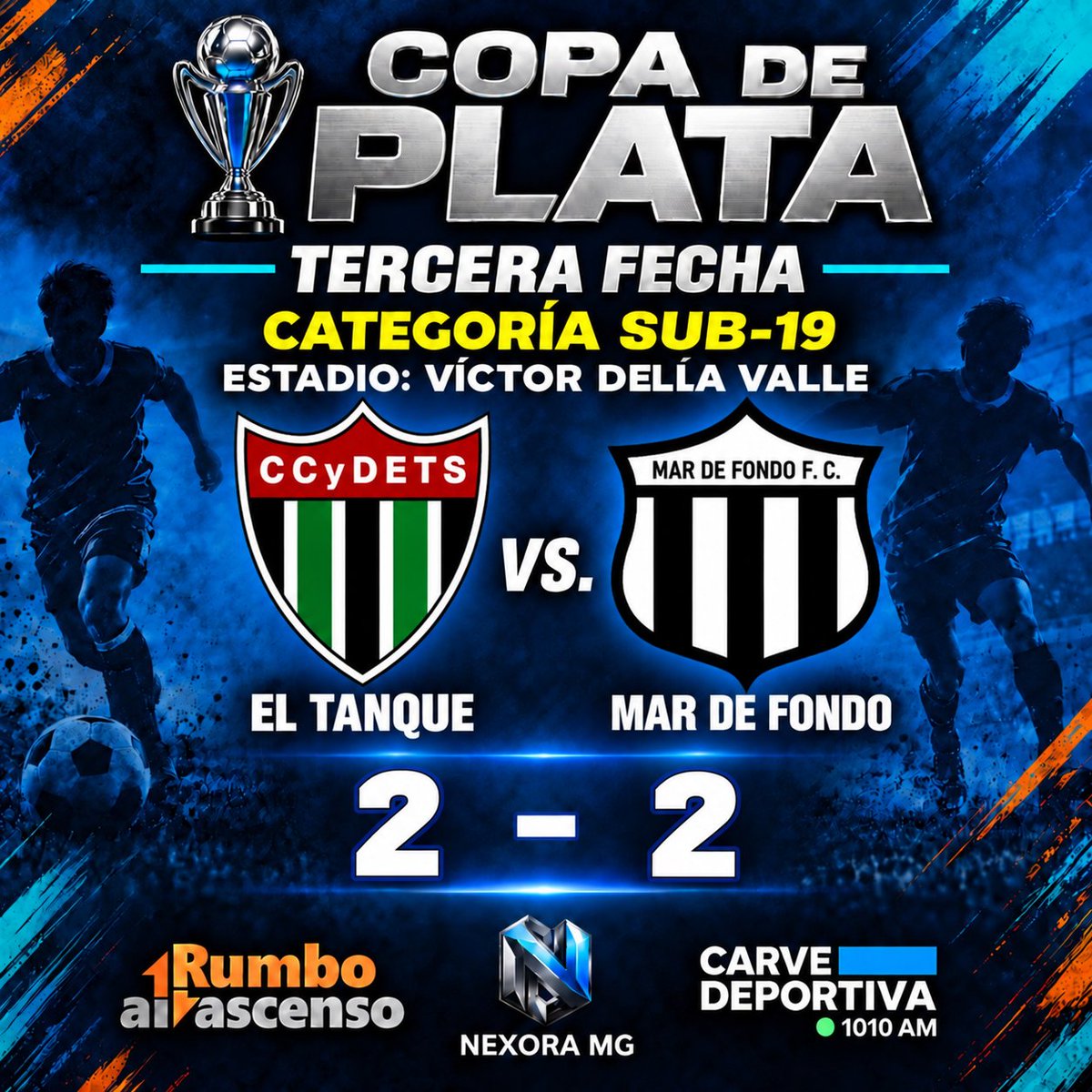 elascensouy's tweet photo. #CopaDePlata
FINAL
Categoría: Sub 19
Estadio: Victor Della Valle 
El Tanque 2️⃣ Mar de Fondo 2️⃣

#RumboAlAscenso https://t.co/qroJSFPsUI