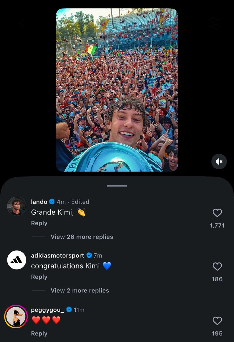 kimivault's tweet photo. lando commented on kimi’s post 🥹 https://t.co/mDbybVUbL5