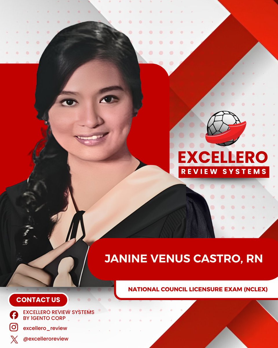 excelleroreview's tweet photo. Beyond knowing the right answer is understanding why it is right.

Congratulations to Janine Venus Castro, RN, for successfully passing the National Council Licensure Examination (NCLEX-RN)! https://t.co/W5EjwmXiXt
