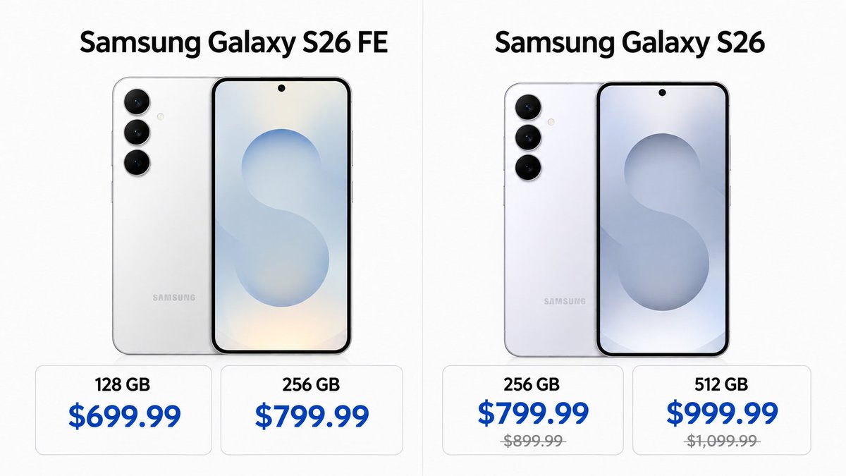 flutenute's tweet photo. @FlossyCarter 

Explain to me why would i buy the fe 26 when its the same price as the base S26? https://t.co/ZDpFCtqA71