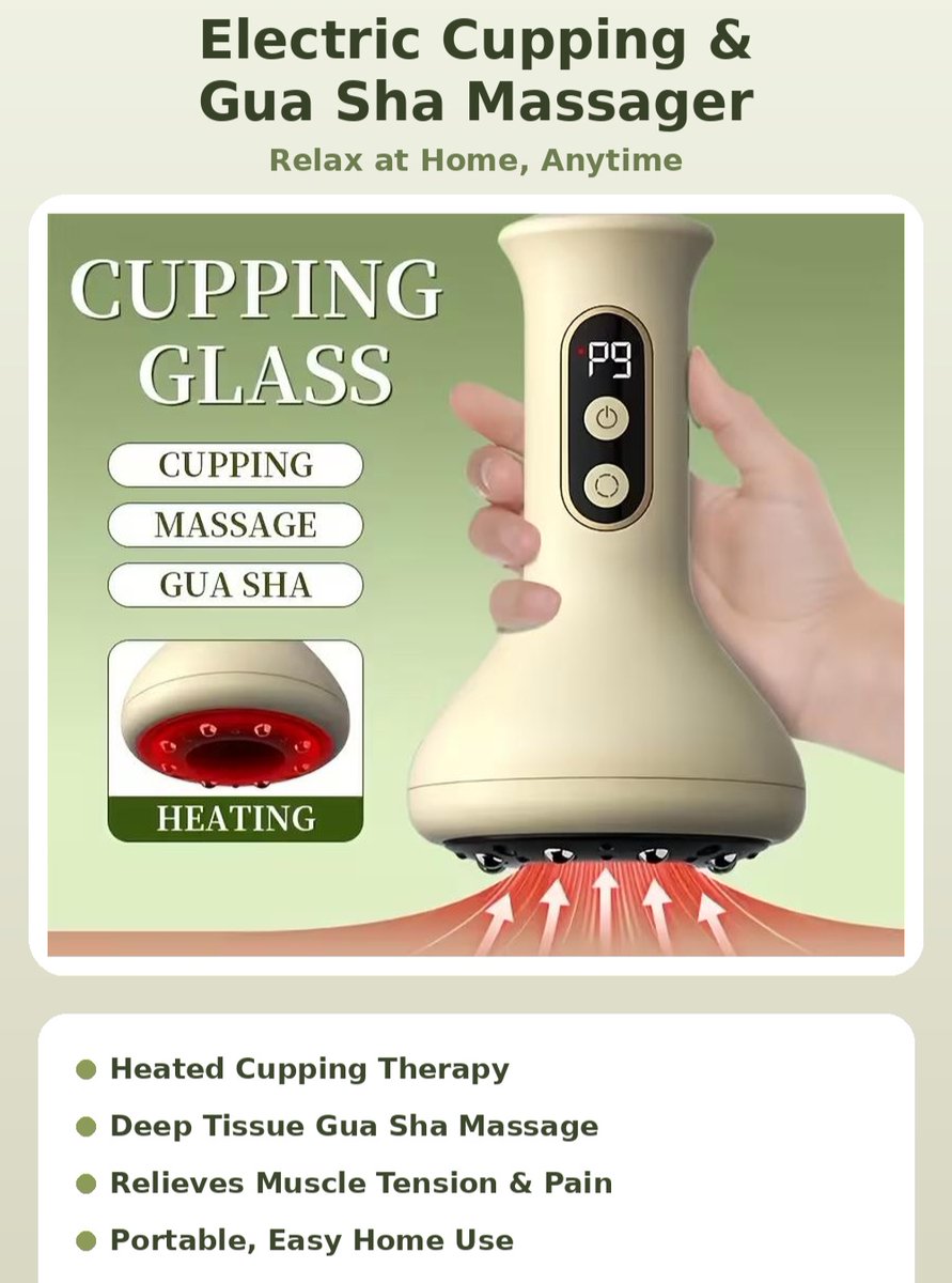 MerrileeDzrxfy's tweet photo. Enjoy a relaxing spa-like experience at home with this multifunctional electric cupping and Gua Sha massager. Soothing heat and adjustable modes for your back, shoulders, legs, and abdomen. https://t.co/ZRto0I8Gt5