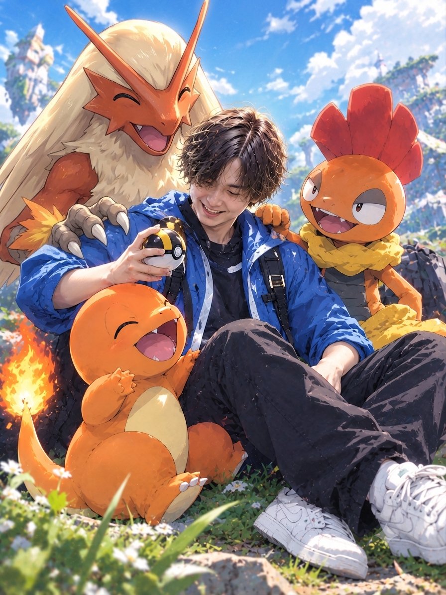 alto_third's tweet photo. 自分がポケモントレーナーになったらこうなるんだって。俺幸せそう。 https://t.co/hNrPChMPKQ