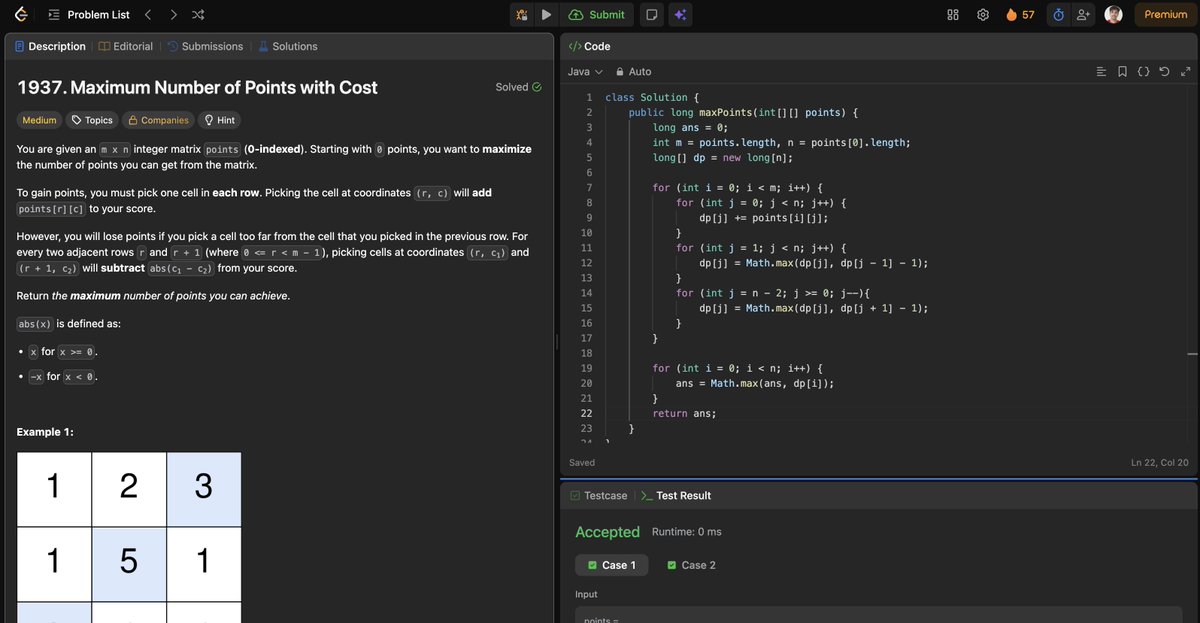 saiiii_24's tweet photo. Day 36:      
  LeetCode Qn 1937. Maximum Number of Points with Cost
Qn 523. Continuous Subarray Sum
Qn 1400. Construct K Palindrome Strings
Qn 703. Kth Largest Element in a Stream https://t.co/IEataBrIz4