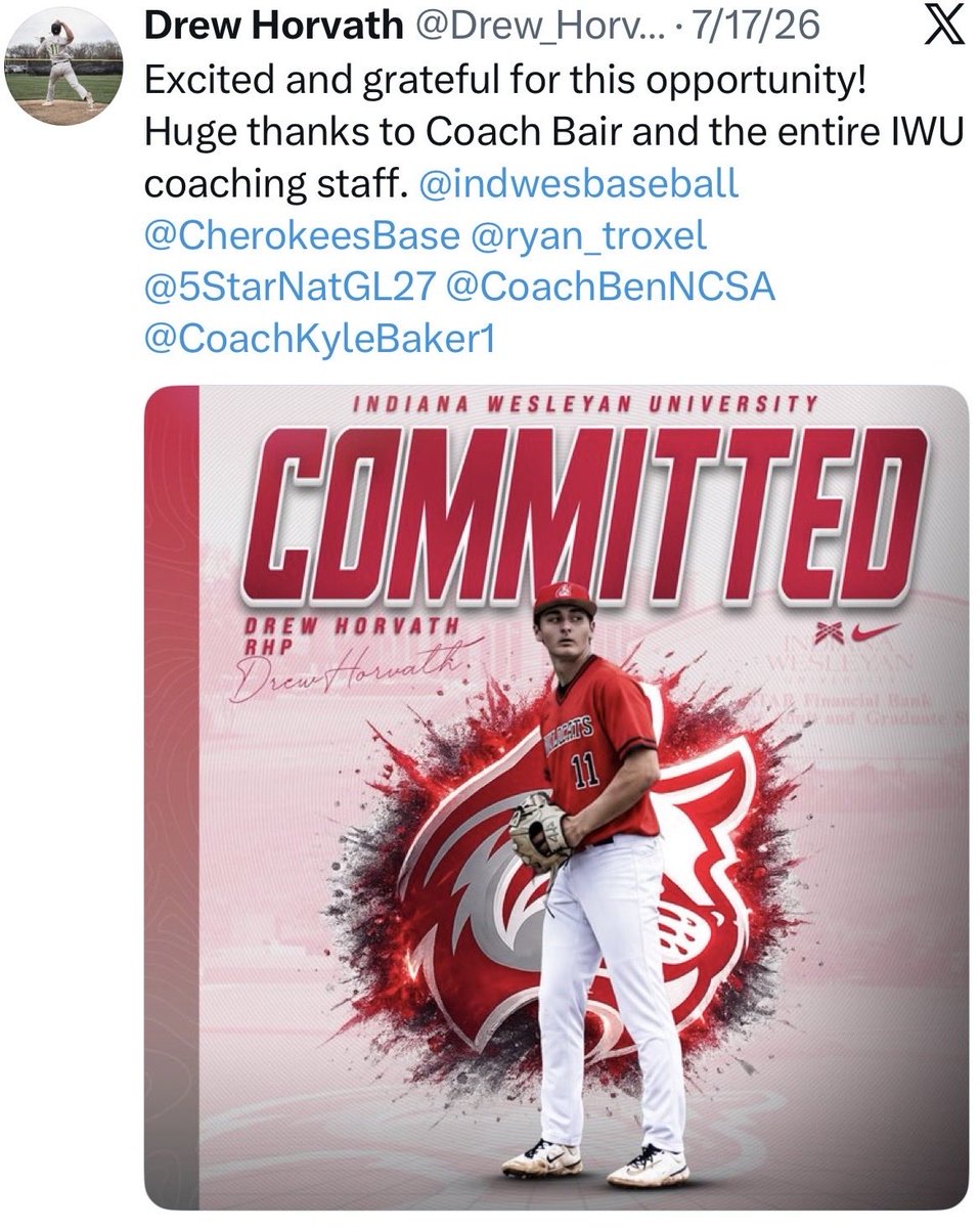 NoahLadra's tweet photo. Pretty cool getting to watch some of my friends and teammates earn the opportunity to keep playing baseball at the next level. @Cal_lemmons0 & @Drew_Horvath3 I’ve spent a lot of time on the field with these guys and know how much work they’ve put into getting here. Let’s go have a season this spring with @CherokeesBase and one last ride. Proud of you boys!