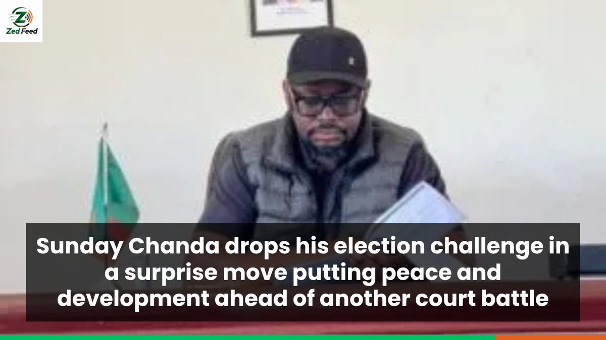 zedfeed3's tweet photo. Former Kanchibiya MP Sunday Chanda has withdrawn his challenge to the 2026 parliamentary election result saying he wants to prioritise peace and development as Zambia’s courts continue handling dozens of post election petitions 🇿🇲 

#Zambia #Politics https://t.co/rSaztlFnqP