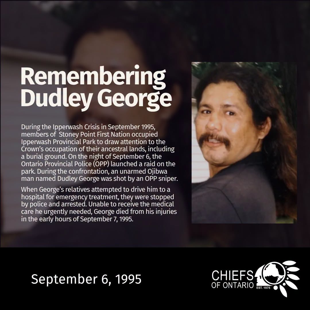 EnglerYves's tweet photo. 31 years ago, today the Ontario Provincial Police killed Ojibway protester Dudley George. The act of colonial violence highlights one way the Canadian military has dispossessed First Nations.

During World War II 1,000 hectares of Chippewa Territory was appropriated for a Canadian Forces (CF) training ground near Sarnia, Ontario. After the Kettle and Stoney Point First Nation rejected their offer, the government expropriated the land under the War Measures Act. At the time the Crown Canada Company had a similar sized piece of land nearby, but it would have cost the military more.

As part of the expropriation, over a dozen families were forced to relocate to the Kettle Point reserve and the two bands were merged. Promised the return of their land after the war, the CF failed to follow through. After decades of protest a government committee in 1992 recommended returning the land. The military resisted. The CF’s half-century occupation of Stony Point land ultimately led to the 1995 Ipperwash Crisis in which the police killed George. The land was finally returned in 2016, but it was despoiled by the previous military activity.

The military has repeatedly expropriated reserve territory for bases. Often seized under the War Measures Act, when the CF acceded to pressure to return Indigenous land it was usually despoiled. “In Canada, the military acted like a giant, using Indian land like stepping stones across the country”, explained Brian Lloyd, a former British Army bomb-disposal expert who cleaned up Canadian sites. “You find an Indian nation, and you find range contamination.”

The naval base in Esquimalt was built on land taken from the Songhees. Established in the 1840s, it led to the “first placement of British Columbia Indians on a reserve.”

At the start of the 1900s militia units sought pieces of reserves near Kamloops, Salmon Arm and elsewhere in BC’s Okanagan for rifle ranges and military camps. CFB Chilliwack was built on land taken from the Three Sto:lo; CFB Petawawa was land from the Algonquins of Golden Lake; CFB Gagetown on Oromocto territory.

In the early 1950s thousands of square kilometres of land was taken from the Cold Lake and Canoe Lake First Nations to create the massive Primrose Lake Air Weapons Range northeast of Edmonton. DND officials were largely indifferent to the devastating impacts on their hunting, trapping and fishing. They rejected an Indian Affairs settlement proposal as “grossly excessive.” The sudden loss of the Dene people’s northern forest was “catastrophic”, resulting in crippling social ills. An inquiry into their dispossession conducted a half-century later concluded: “We do find that the creation of the Primrose Lake Air Weapons Range had such a profound impact on the community that, within one generation, a self-reliant and productive group of people became largely dependent upon welfare payments. The cumulative impact was to destroy the community as a functioning social and economic unit.”

During World War II tens, maybe hundreds, of thousands of bombs were dropped on the Yekau Lake Practice Bombing Range on the Enoch Cree Nation Reserve near Edmonton. Lied to about the scope of the shelling, a golf course and the Enoch Cree Nation Cultural Grounds had to be shuttered after an independent consultant discovered a 105-millimetre shell and 12,000 munitions sitting in and around a lakebed. The consultant concluded that as many as 200,000 munitions could be at the bottom of the lake, prompting concerns about toxic leaching.

Land returned to the Okanagan Indian Band was also contaminated with munitions. In 2016 the band, near Vernon, sued DND and the Attorney General of Canada over unexploded ordnance and used munitions on their territory. A 2011 DND report estimated 20,000 hectares of land in the area may be contaminated and stated there have been “10 confirmed UXO [Unexploded Explosive Ordnance]-related deaths” on the Okanagan practice range since WWII.

At the start of the 1900s 6,630 acres of the Tsuu T’ina Nation Reserve was taken to build CFB Calgary. Over decades it was littered with shrapnel and ammunition. When pushed to return Tsuu T’ina land the CF made a half-hearted attempt to clean up. A former British Army bomb-disposal expert who cleaned up Canadian sites, Brian Lloyd, told the New York Times: “In 1981, the military had 1,000 soldiers in here for 16 days. They certified the land free and clear of explosives, and then dumped it back on the nation. Since the military declared the land cleared, we have pulled out one million items of ordnance, expended rounds, live rounds.”

The Canadian military has repeatedly taken and despoiled indigenous land. As Mark Carney ramps up spending on the armed forces, it’s important to remember the Canadian Forces role in directly stealing First Nations land.