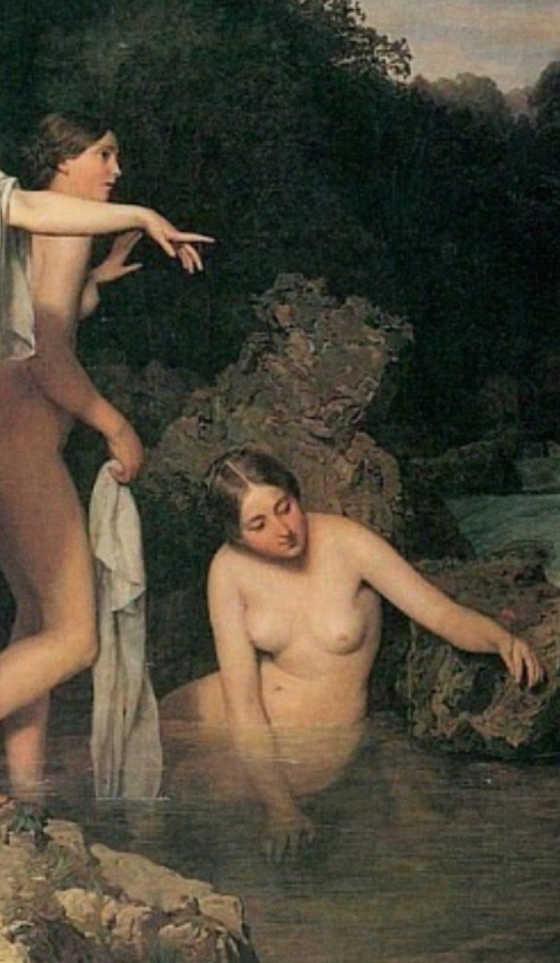 whistlingpetals's tweet photo. Women Bathing at the forest stream by Ferdinand Georg Waldmüller https://t.co/GbKktI4Pqi
