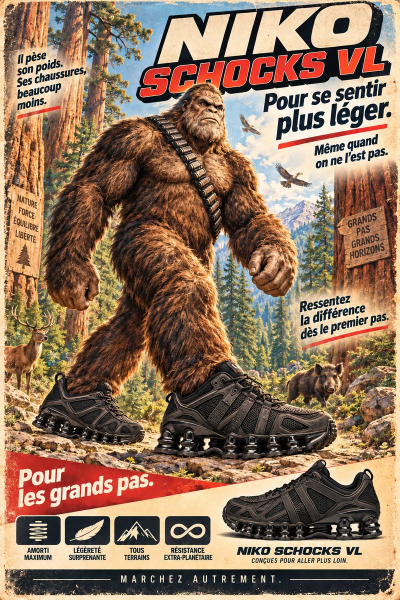 AlainDuVaucluse's tweet photo. Avec les NIKO SCHOCKS VL, même les plus grands pas deviennent plus légers. 👣

« Pour se sentir plus léger. Même quand on ne l’est pas. » 😎

C'est "La Guerre des Planètes"

https://t.co/JxyA8Okvv6 https://t.co/SSTIRGoOSV