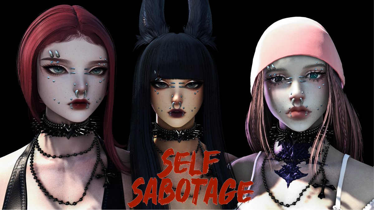 LachrymaMortis's tweet photo. Self Sabotage Is now Live On XMA

Self Sabotage Face Piercings for Miqo/Viera/Aura

✟ Aerin/Marie/Emi/Victoria/Kaede/Edith
✟ Has Toggles
✟ Feel free to edit just tag me in the contributors :3
✟  #lachrymamods https://t.co/nBgmDZYqmW