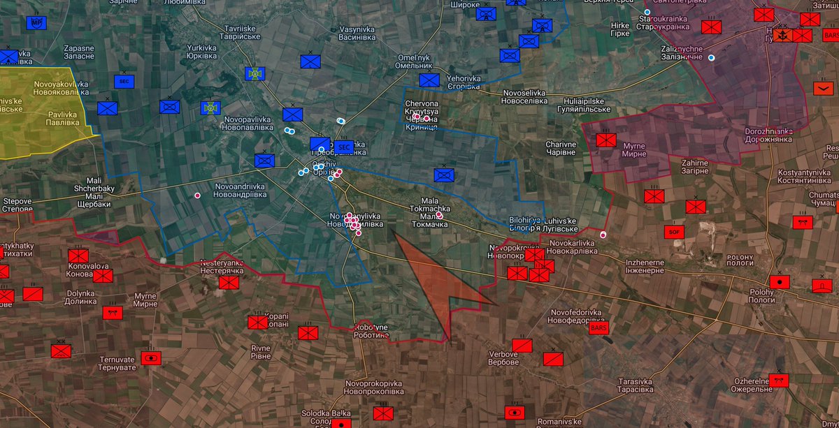 UAControlMap's tweet photo. Weekend Ukraine map thread for Sunday 6th September 2026

A focus today on two directions where Russian forces are attempting to make significant advances.

South of Dobropillya, Russian forces have been sighted inside the 'other' Dobropillya as per the map, whilst towards Druzhkivka they continue their attempts to push onwards. These are not insignificant movements, and both directions warrant close attention in the weeks ahead.

Further towards west Zaporizhia, in the Orikhiv direction, Russian forces continue to be sighted within Orikhiv itself, with no indication yet that Ukrainian forces have succeeded in clearing them. We shall see how this develops. 

On the long-range front, the Russian arms carrier Lady Mariia, sailing from St Petersburg towards Algeria and, presumably, ultimately Tartus, was struck north of Libya by what appears to have been a Ukrainian drone drop attack. The vessel was damaged multiple times, although it remains unclear whether she is now adrift or has continued upon her voyage. The Lady Mariia is an especially interesting case. Sanctioned by governments across the world, she nevertheless continued to carry military cargo with remarkable freedom over the years - from North Korean matériel entering Russia to weapons deliveries destined for Myanmar and elsewhere. Hell, even bringing arms through the Bosphorus, despite the Montreux Convention. The Sanctions are rather less formidable when nobody actually bothers to enforce them.

Meanwhile, further damage from the Adler strikes of 4 September has emerged, including two destroyed helicopters. The Ryazan refinery was also struck. Mid-range strikes continue apace

The tragedy, however, is that without sufficient manpower, equipment and the willingness to commit it, this pressure alone will not translate into the liberation of territory. It raises the price. It constrains the occupier. It makes the machinery of war harder to sustain. But it takes someone willing and able to go in there and kick the occupier out, of which Ukraine has precious few, and even less of a drive to increase manpower than last year. 

Plenty of war left.