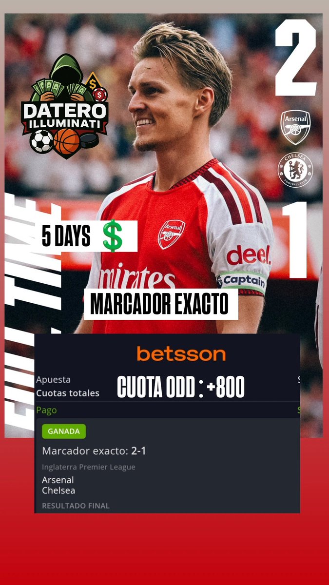 DateroIluminati's tweet photo. Marcador exacto! ¡PAID🎯✅
🔥¡Increíble predicción!💲 5 DAYS 

Arsenal 2 - 1 ✅ #odds : +800

¿Quieres acertar así? Únete recibe pronósticos ganadores +51921487932

#apuestasdeportivas #Pronósticos  #Parley #BettingTips #SportsPicks #GanaConNosotros #bets #betsson #6Septiembre https://t.co/RRI5olAj4Z