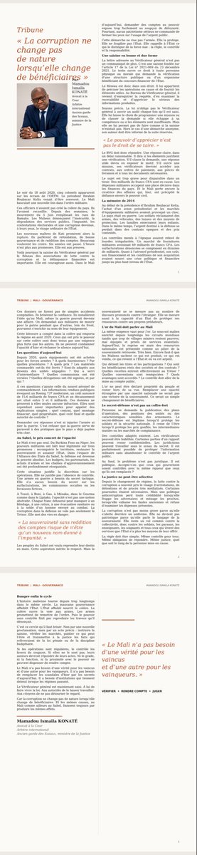 vieuxmko's tweet photo. Six ans après le coup d’État du 18 août 2020, les militaires au pouvoir sont ramenés à l’une de leurs principales promesses : combattre la corruption et restaurer la bonne gouvernance. La saisine du Vérificateur général concernant les marchés conclus sous la Transition, les acquisitions militaires, le nouvel aéronef et la gestion de l’or malien exige une réponse claire. Au Mali comme ailleurs au Sahel, la souveraineté ne peut servir de refuge à l’opacité.

#Mali 
#LutteContreLaCorruption #RedditionDesComptes

DébatsdecitéMKO 
DébatsdeDroitMKO
