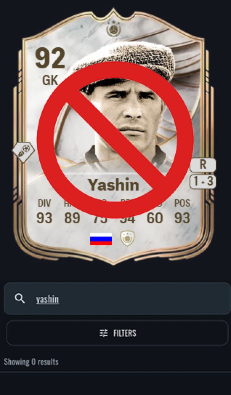 Yashin removed as Icon from EA FC 27