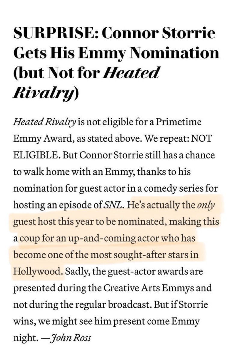 StorrieNation's tweet photo. A year ago, Connor Storrie was working as a waiter. Today, he is attending his first Emmys as the youngest guest comedy actor nominee in history at 26 (the average age of nominees is 56).
He’s also the only guest host and actor including the Saturday Night Live regular cast to be nominated this year for his excellent performance for his debut.