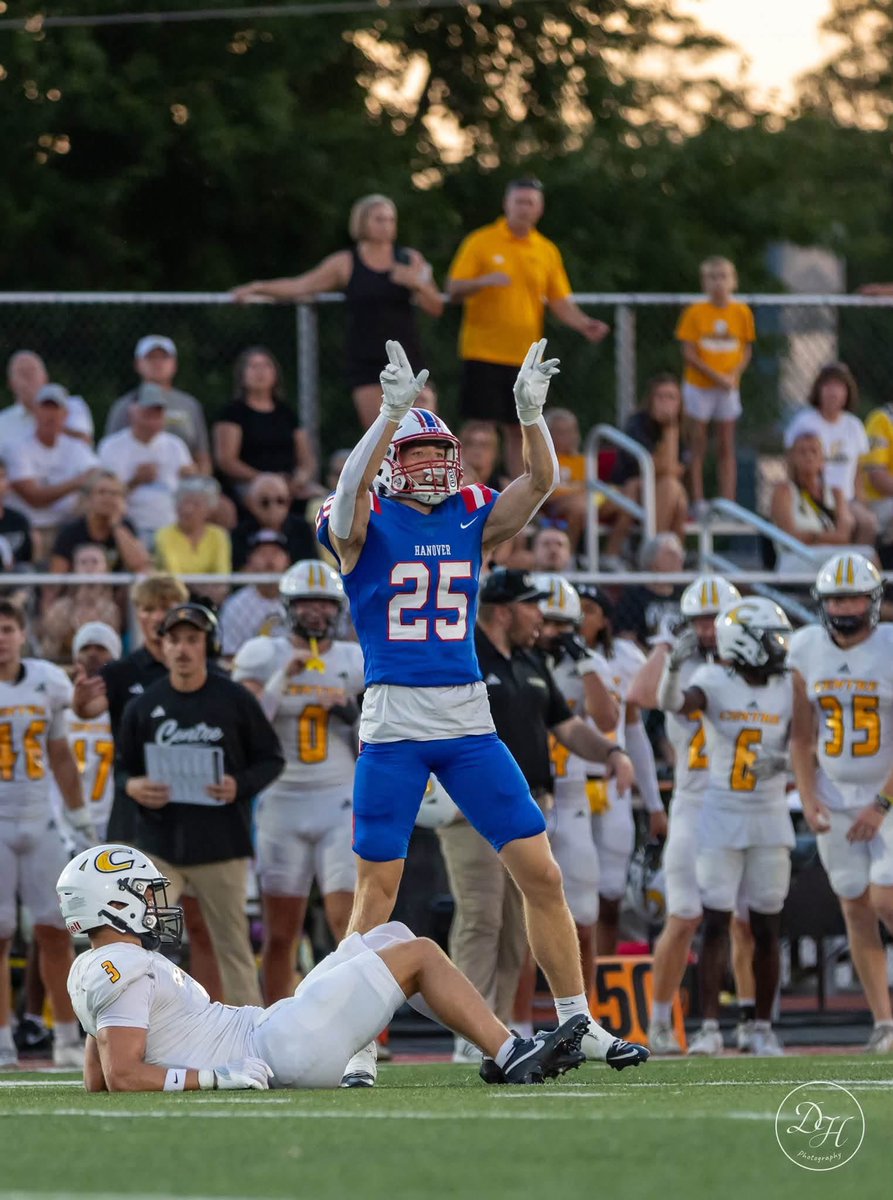 HanoverFTBL's tweet photo. “Undaunted high our colors fly.. the cardinal and the blue”

Huge win last night for the Panthers. Thank you to Madison High School, the community of Madison and Hanover, and our students for bringing a great atmosphere to a unique situation! 

On to the next. 

#ONE #StripeStandard