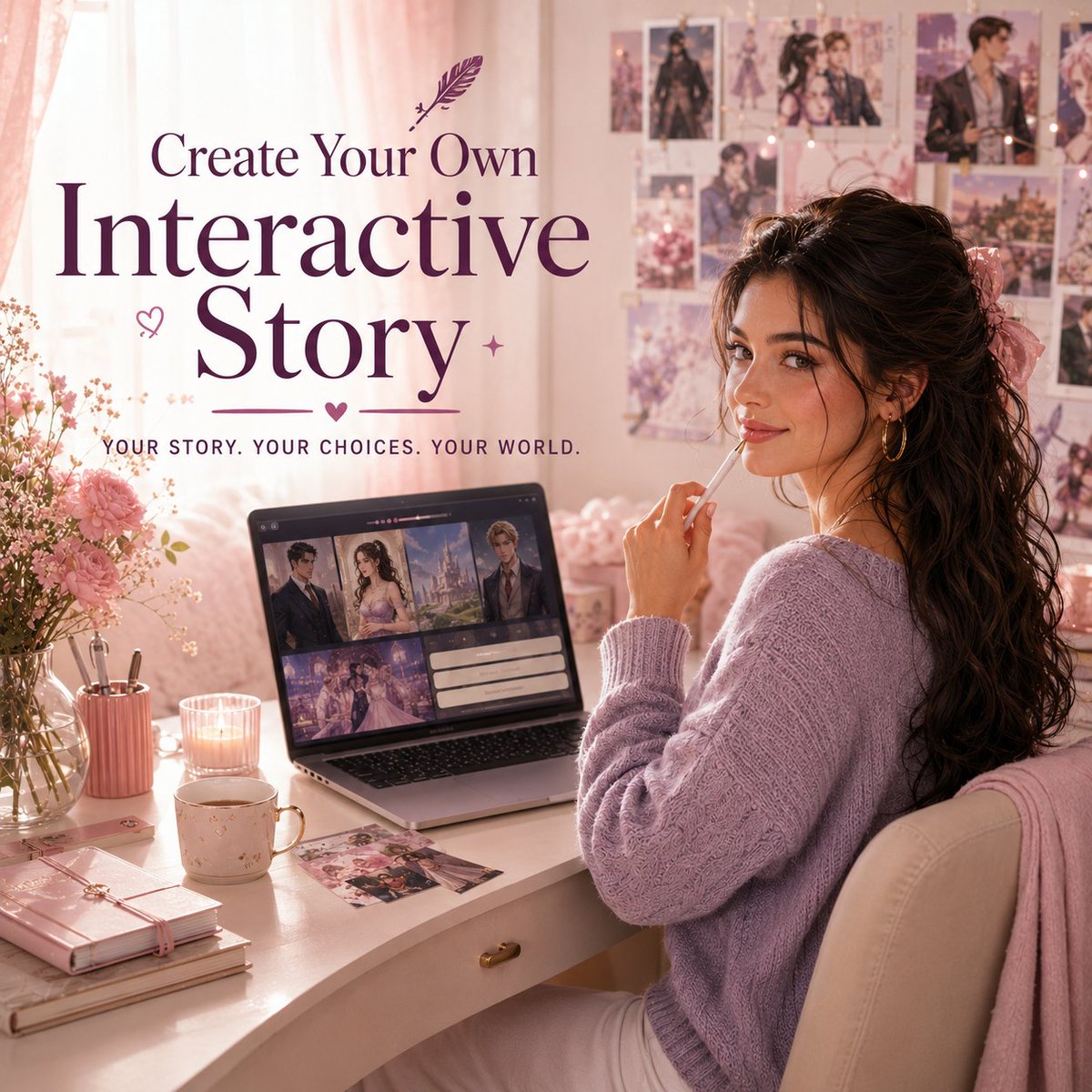 SwiftTalesGame's tweet photo. ✨ Create Your Own Interactive Story! ✨ 

 With SwiftTales, you can write your story, make choices, design characters and outfits, build your world, and bring it all to life. 🎭🎨  

💸 Eligible stories can also earn up to 50% of diamonds/keys spent inside!  

We're now inviting our first group of creators to join the SwiftTales Creator Beta.  

Ready to create your story? Learn more 👉 (link in bio as well): https://t.co/BhU0f62pwG