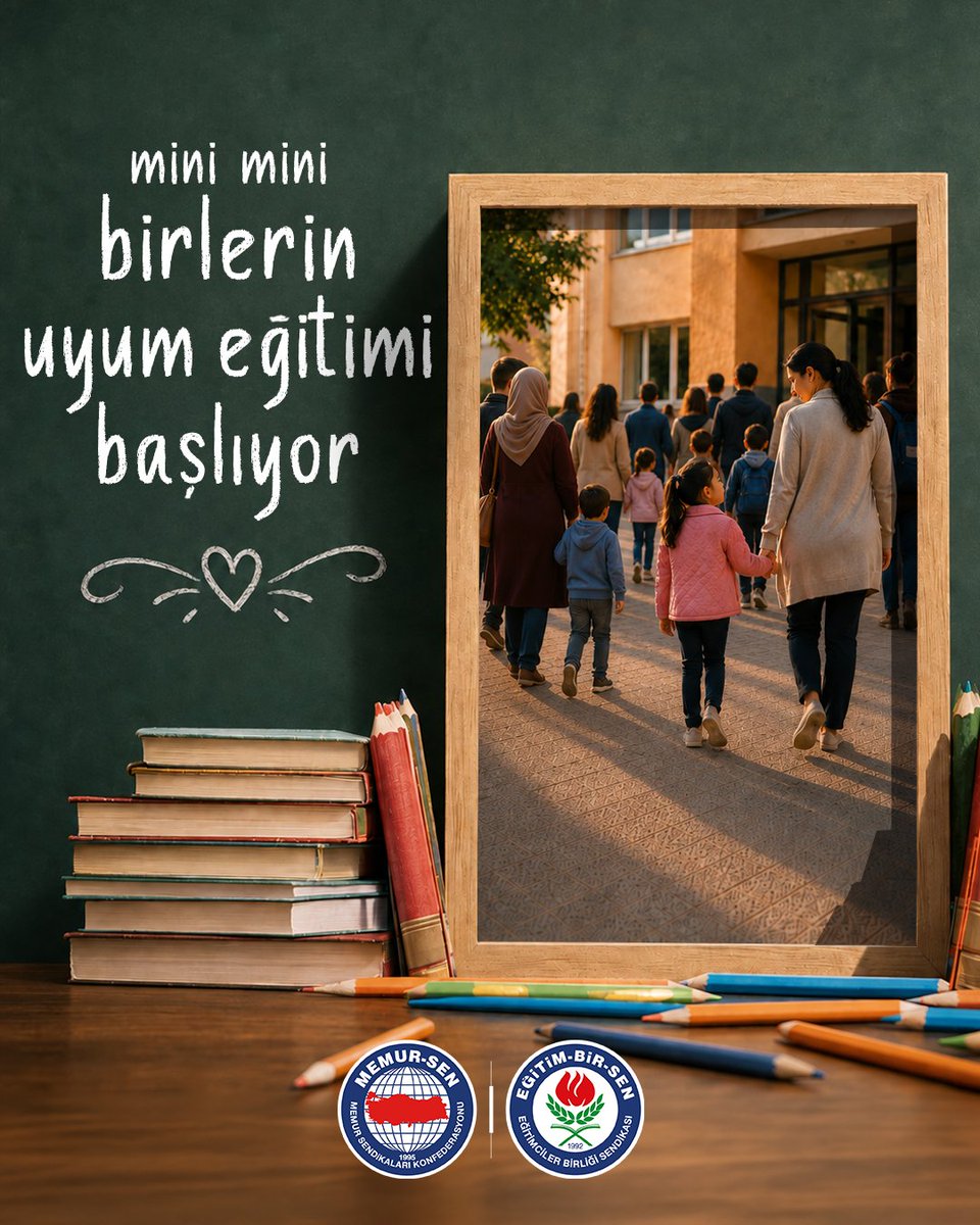 EgitimBirSen's tweet photo. Uyum eğitimlerinin öğrencilerimize, öğretmenlerimize, velilerimize ve tüm eğitim çalışanlarımıza hayırlı olmasını diliyoruz.

Öğrencilerimizin güven ve mutluluk içinde okullarıyla buluşmasına rehberlik eden öğretmenlerimize çalışmalarında kolaylıklar; öğrencilerimize eğitim hayatlarında başarılar temenni ediyoruz.

Evlatlarının bu önemli sürecine eşlik edebilmeleri için ebeveynlere idari izin hakkı tanınmasını memnuniyetle karşılıyor, emeği geçenlere teşekkür ediyoruz.