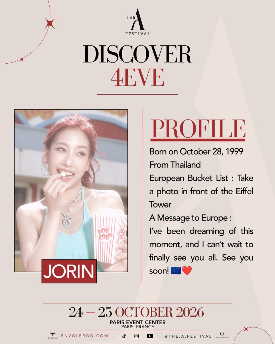 TheAFest's tweet photo. Time to get to know #4EVE a little better. ✨

Seven members, seven personalities — and a few things you might not know about them yet. ❤️

Swipe to meet 4EVE before Paris.

One Festival. One Community. Endless Experiences. https://t.co/3Am8fWIwYM
