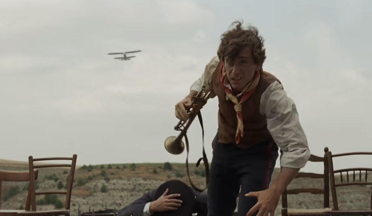mavericksmovies's tweet photo. La Bola Negra: that’s filmmaking firing on all cylinders. An 80 year-spanning epic from the start of the Spanish Civil War to the present, exploring love, masculinity, and the importance of digging beneath the surface of established history. There is so much to appreciate in the visuals, from the battle sequence tracking shots, to the static interior shots that have packed the frame with subtle details; the editing pulls off a magic trick stitching multiple timelines,  but it was the film’s sound design that most impressed me. There has been such care paid to the clinks, squeaks, cracks, and booms that populate the film, intertwine with the music, and establish connections between the story’s generational threads. There are lengthy sequences you still could appreciate watching with your eyes closed. #telluride