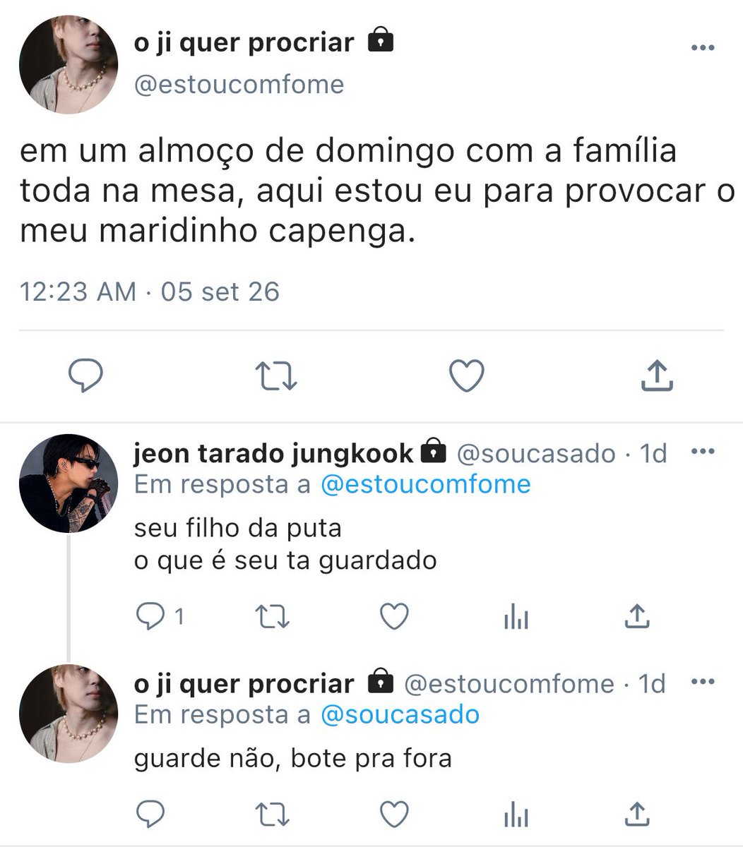 Belleslune's tweet photo. 🔥 tentação

— uma mini #jikookau onde…

Um almoço de domingo, uma mesa cheia de familiares e Jimin decidido a descobrir quanto tempo Jungkook consegue resistir às mensagens que só ele deveria ler. https://t.co/YQnseJDYr1
