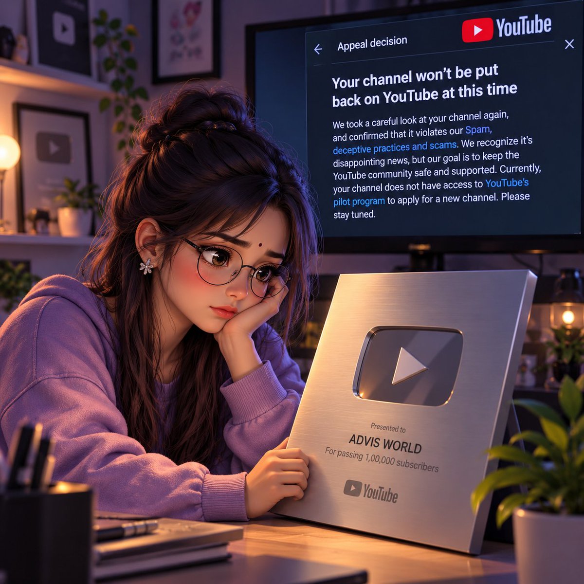 AdvisVerse's tweet photo. I’m exhausted from constantly tagging @TeamYouTube and begging for my channel back. No second chance, no clear explanation of what we violated. What exactly are you asking from us? If channels are just going to be terminated without proper answers, then what is YouTube for? https://t.co/rtq8UYrIl3