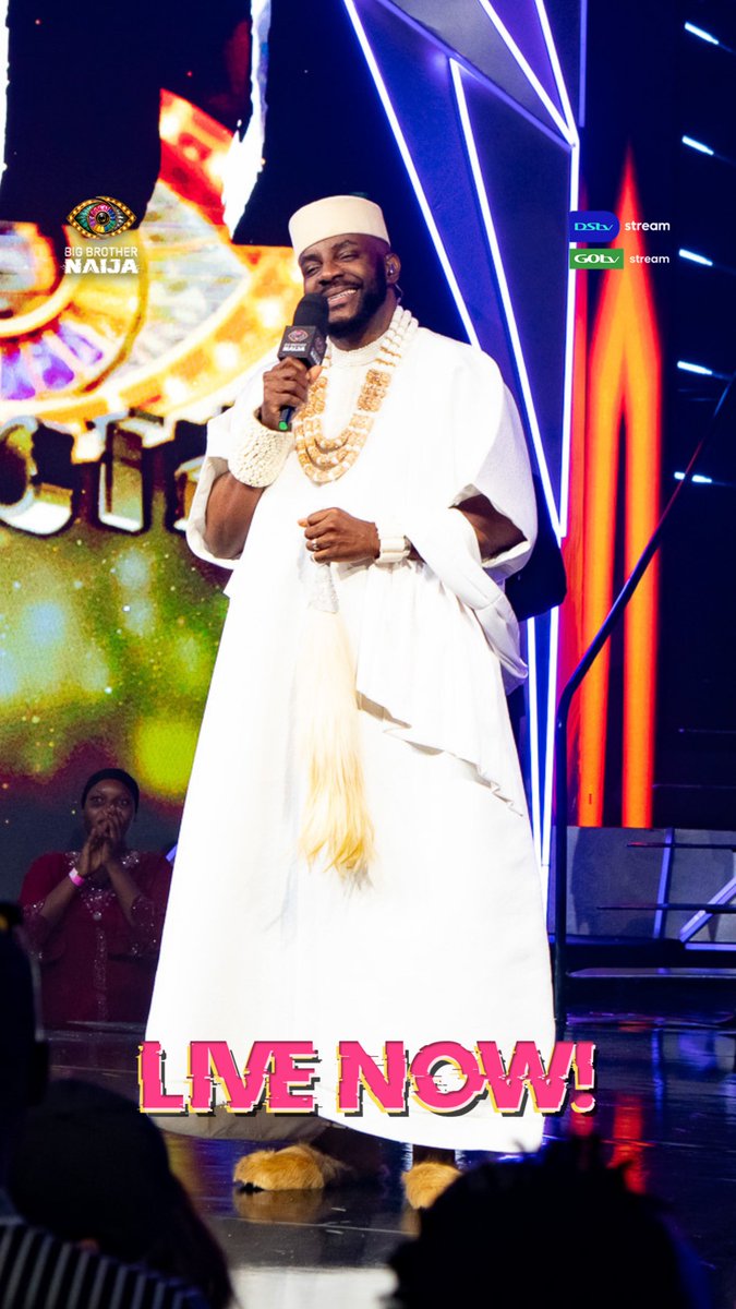 BBNaija's tweet photo. Ebuka, our table shaking host is here and things are about to switch up in the house.

Tune in now to the #BBNaija live show on #AMShowcase and #AMFamily to find out which housemates will stay another week in the house and who will leave the game.

Watch and stream every moment, 24/7, on DStv Ch. 198 and GOtv Ch. 49.