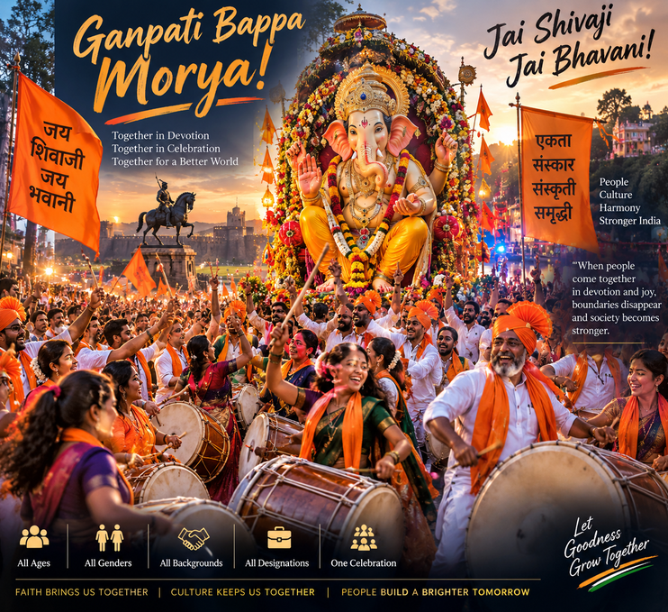 ArRamkrish's tweet photo. “Ganpati Bappa Morya!” “Jai Shivaji, Jai Bhavani!” The energy of Dhol is unforgettable. Men &amp; women, young &amp; old, across roles and designations, play, sing &amp; celebrate together. Such moments dissolve boundaries and recharge the heart, mind &amp; soul. Culture unites! https://t.co/GG6r5n9v23