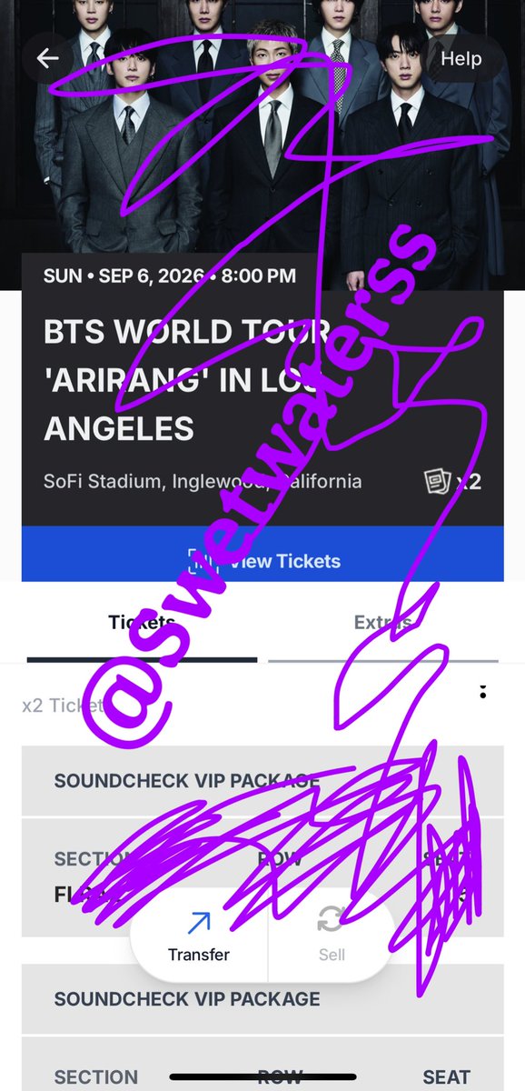 swetwaterss's tweet photo. GIVING  AWAY FREE  BTS tickets VIP For Los Angeles on the 6th!!

Armys who are interested or Looking  Pls lmk!!🙏🏻

🏷️: Iso wtt BTS World Tour 'Arirang' in Los Angeles BTS Tickets California LA SoFi Stadium #BTS_ARİRANG #BTS_정국 https://t.co/c3F1KmoFwg