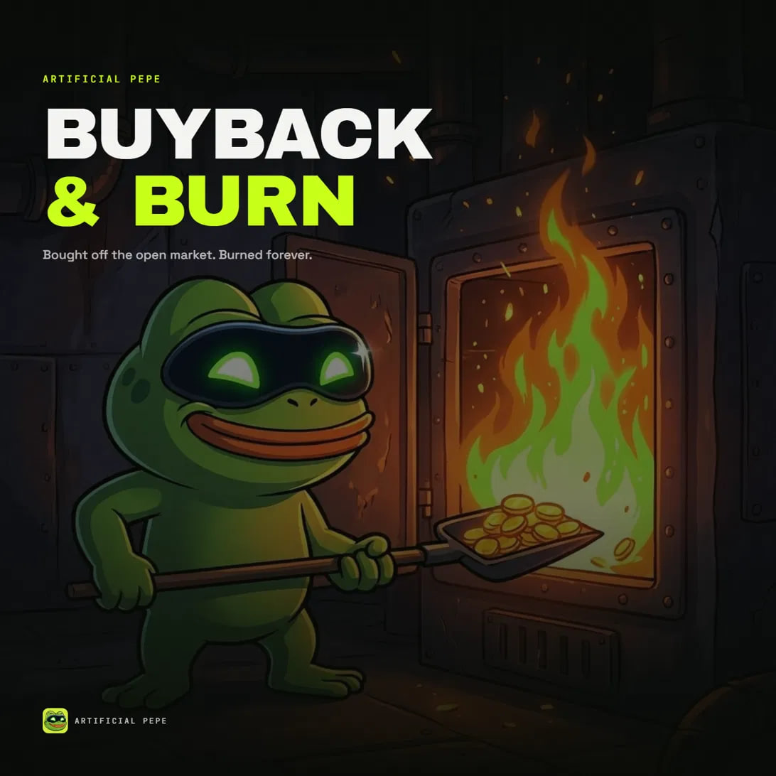 Artificialypepe's tweet photo. 🔥 Second Buyback &amp; Burn completed

3,000,000+ $AP bought back and burned permanently.

Buyback:
https://t.co/gEjEzTTT3I

Burn:
https://t.co/RJDfhst7cZ

Total buyback and burned: +13,000,000 $AP https://t.co/hlYEb3uR9W