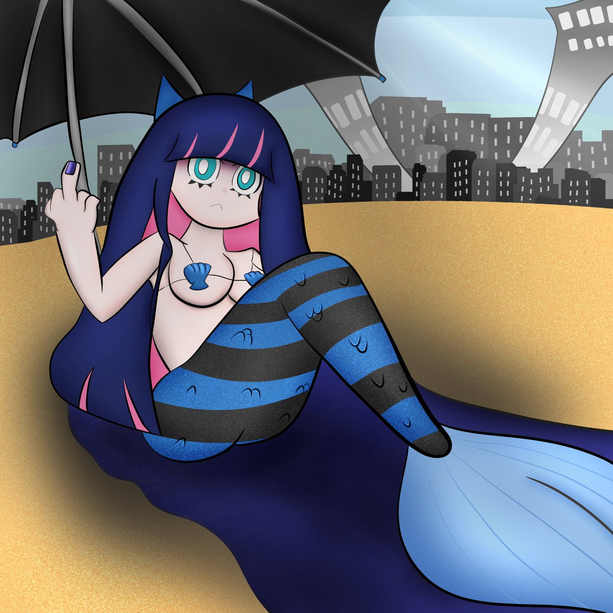 sanguinellama's tweet photo. finally finished this. This was supposed to be for "Beach Goth" for that year's MerMay but that ship has long since sailed lol.
#art #psg #illustration #stocking #beachgoth https://t.co/LBUnWDvxss