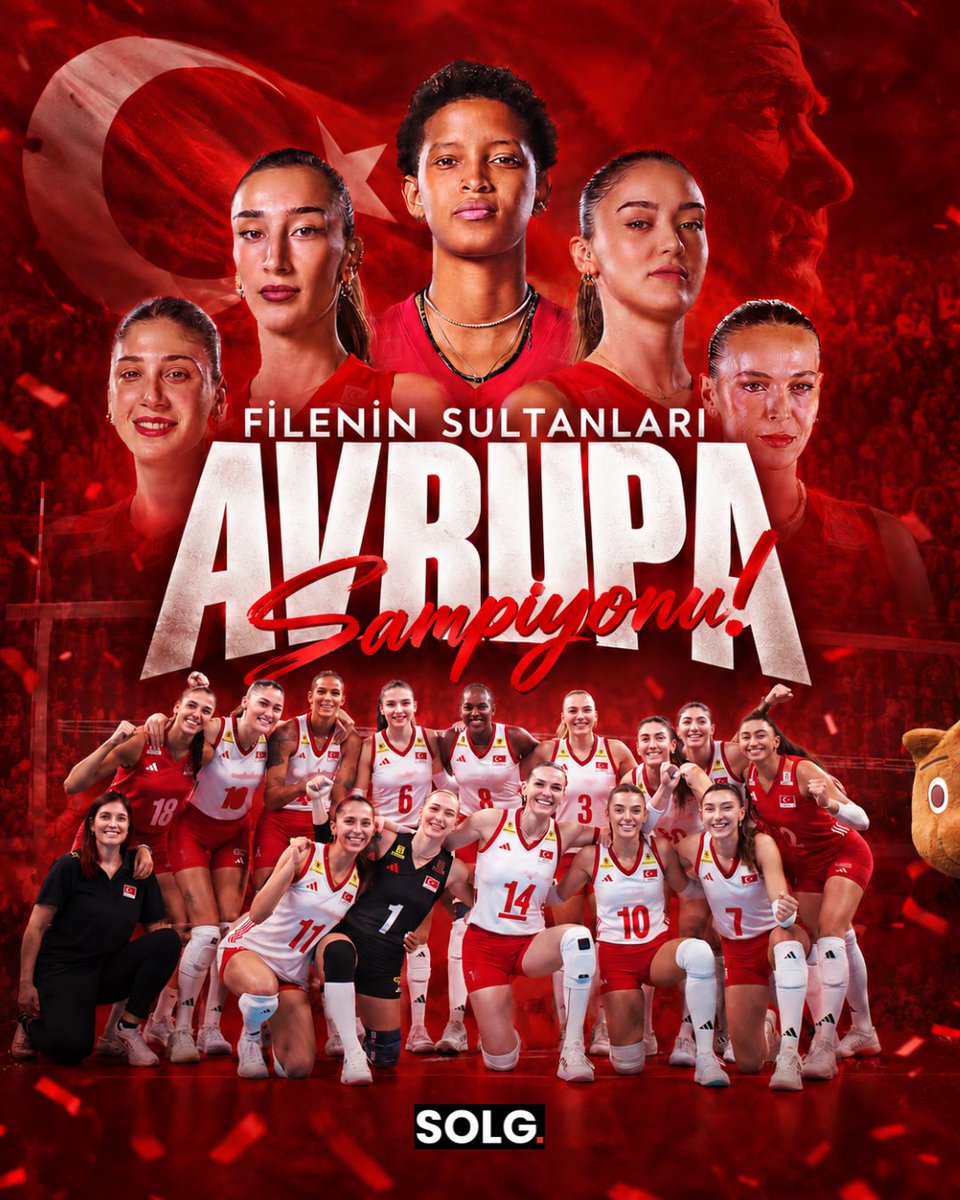 solcugazete60's tweet photo. FİLENİN SULTANLARI AVRUPA ŞAMPİYONU! 🇹🇷🏆

A Milli Kadın Voleybol Takımımız, finalde İtalya’yı 3-2 mağlup ederek Avrupa’nın zirvesine çıktı.

Tebrikler Filenin Sultanları! ❤️🤍 https://t.co/1qWLPrdObd