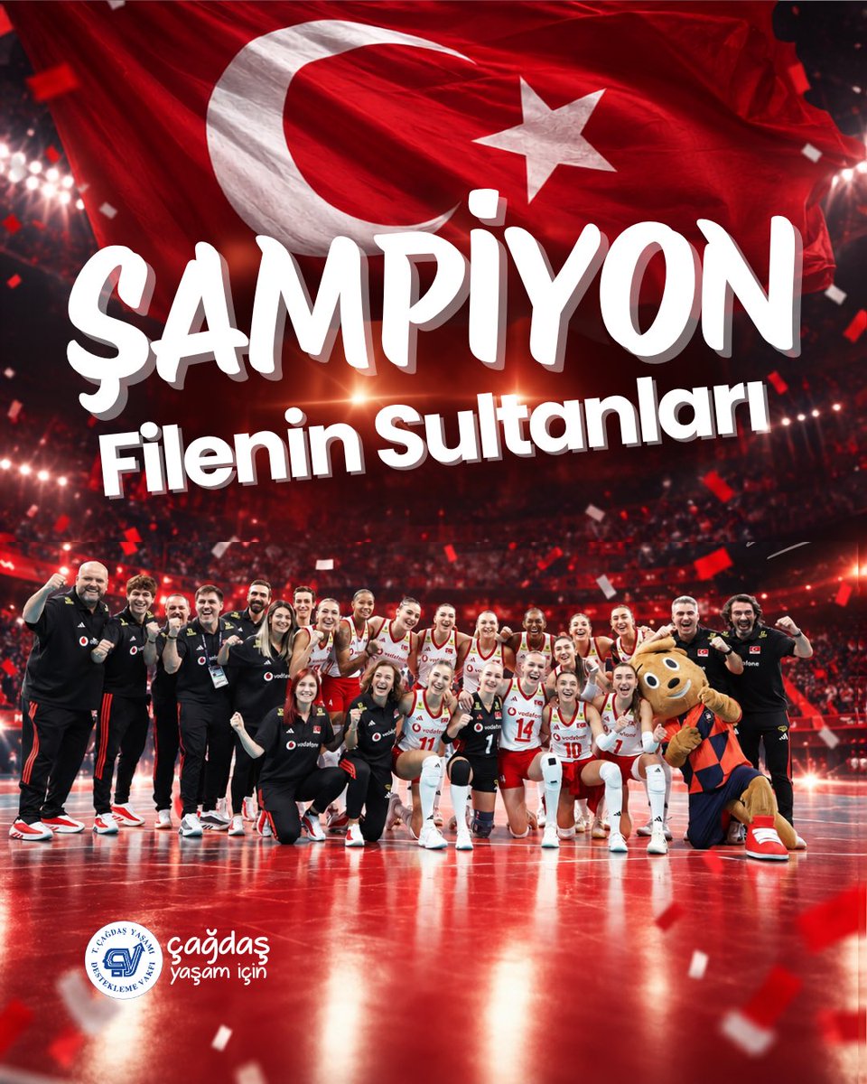 cagdasyasamvf's tweet photo. Avrupa’nın zirvesinde Filenin Sultanları! 🇹🇷
2026 CEV Avrupa Şampiyonası’nı şampiyon olarak tamamlayan A Milli Kadın Voleybol Takımımızı yürekten kutluyoruz.

Güçleri, emekleri ve kararlılıklarıyla gençlere örnek olan Filenin Sultanları ile gurur duyuyoruz. https://t.co/3cHRcRPTpB